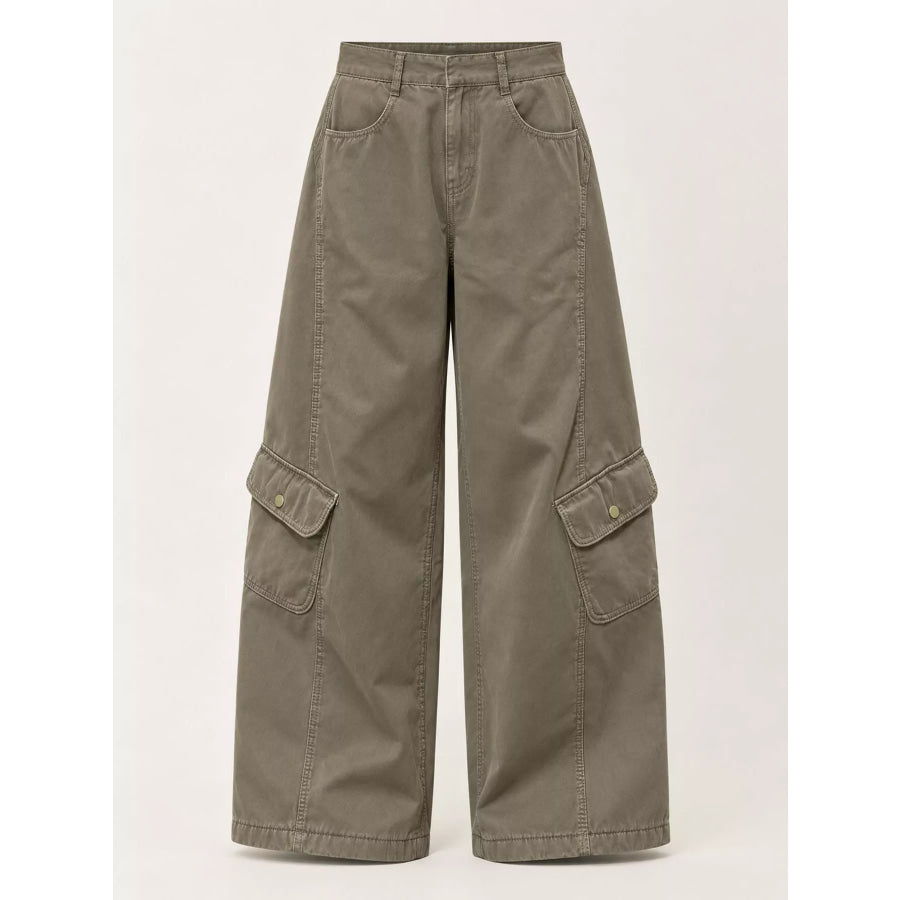 High-Waisted Wide-Leg Cargo Jeans Apparel and Accessories