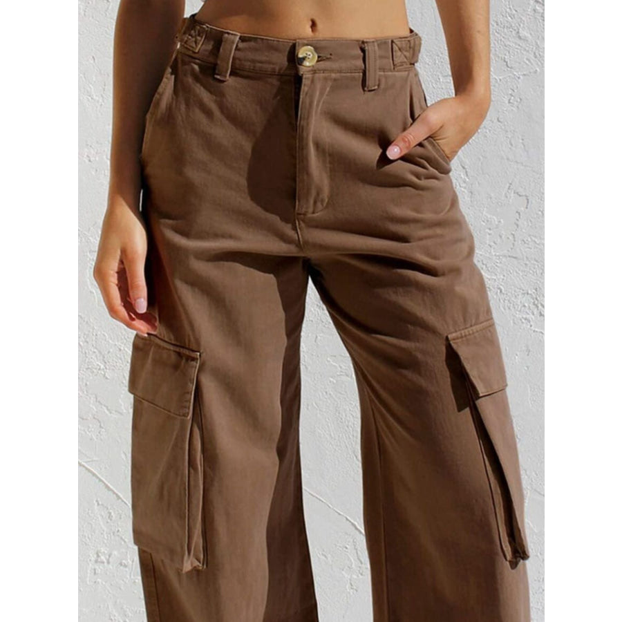 High-Waisted Wide Leg Cargo Jeans Apparel and Accessories