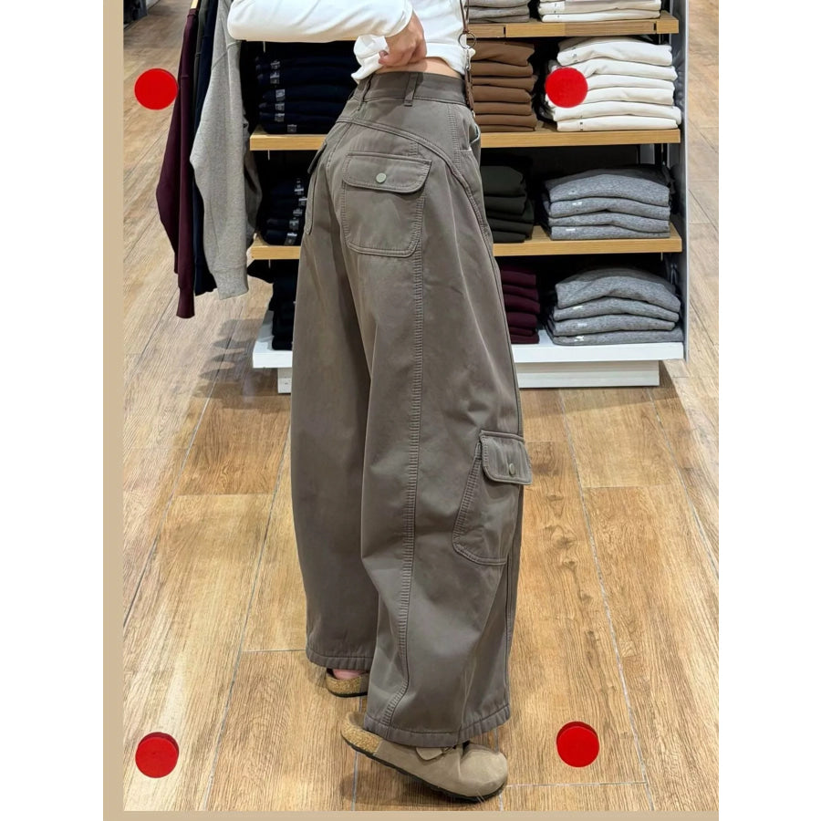 High-Waisted Wide-Leg Cargo Jeans Apparel and Accessories