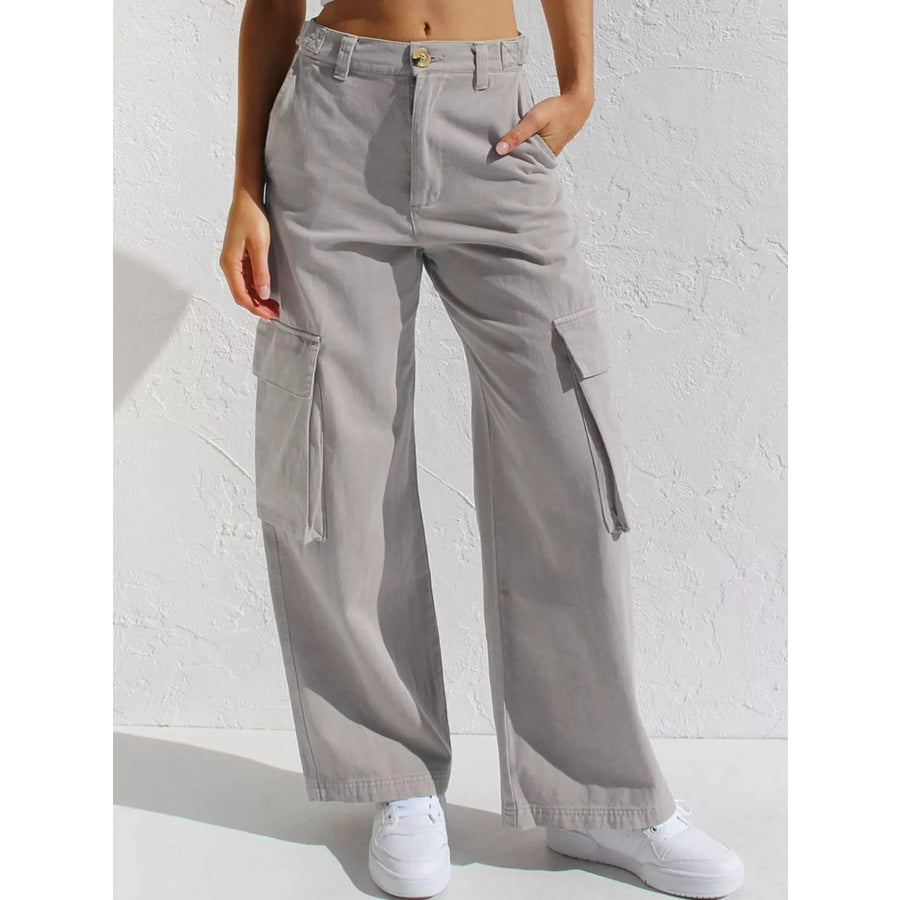High-Waisted Wide Leg Cargo Jeans Apparel and Accessories