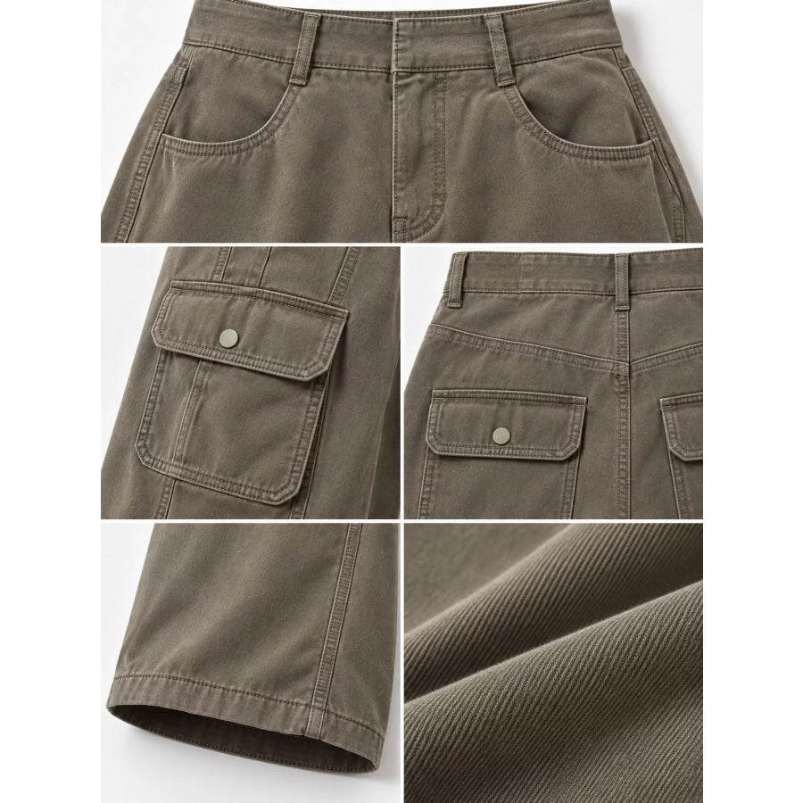 High-Waisted Wide-Leg Cargo Jeans Apparel and Accessories