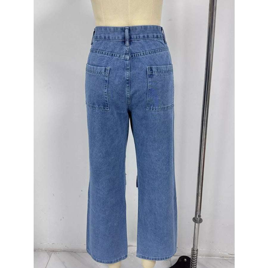High-Waisted Wide-Leg Cargo Jeans Apparel and Accessories