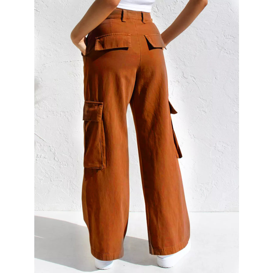High-Waisted Wide Leg Cargo Jeans Apparel and Accessories