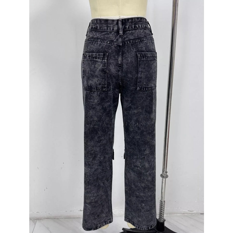 High-Waisted Wide-Leg Cargo Jeans Apparel and Accessories