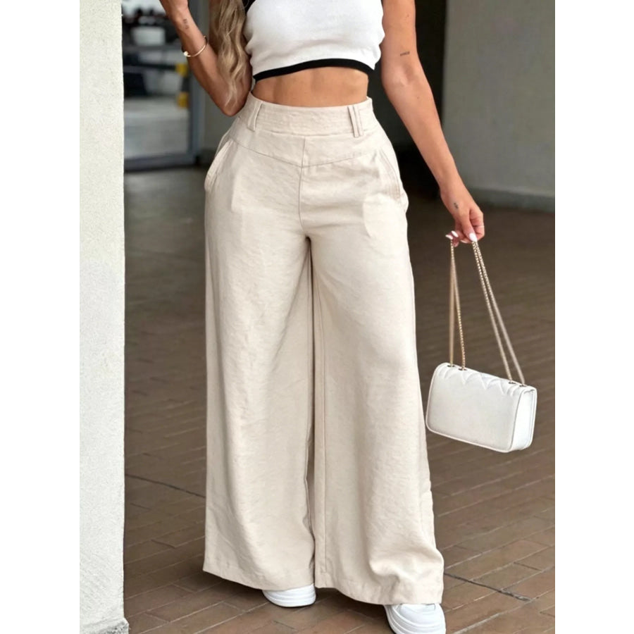 High-Waisted Wide-Leg Casual Pants Apparel and Accessories