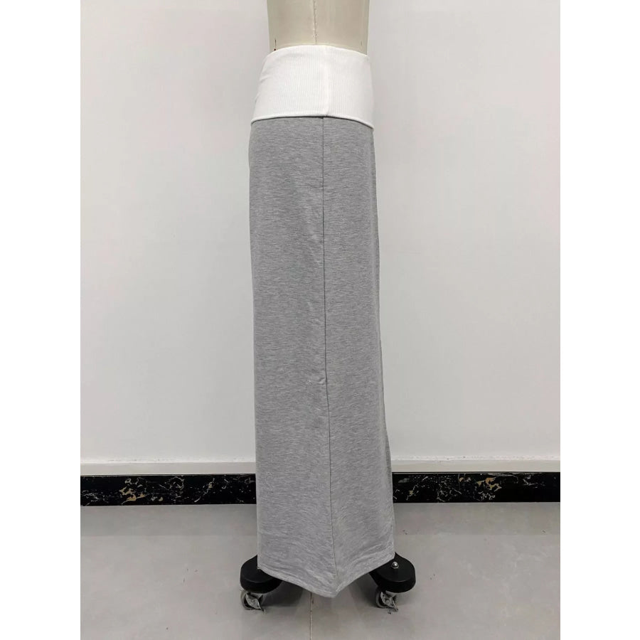 High-Waisted Wide-Leg Contrast Pants Apparel and Accessories