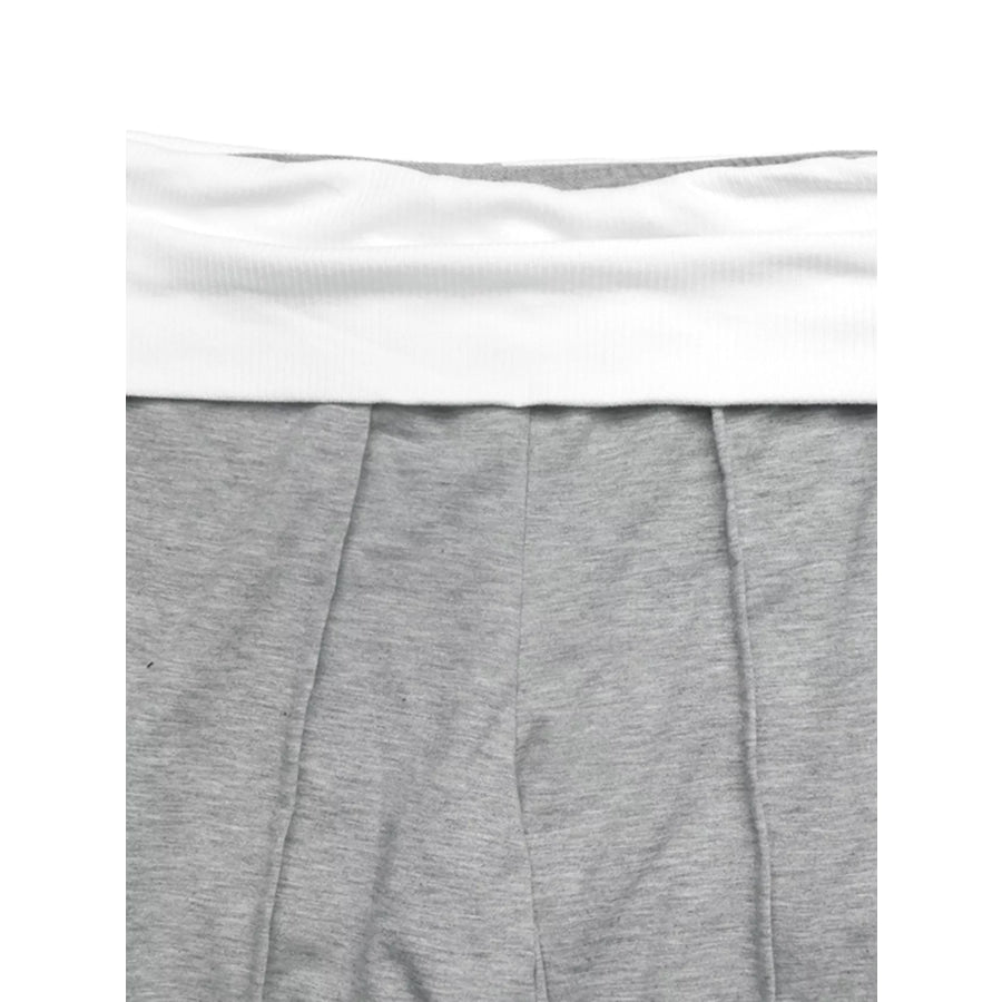 High-Waisted Wide-Leg Contrast Pants Apparel and Accessories