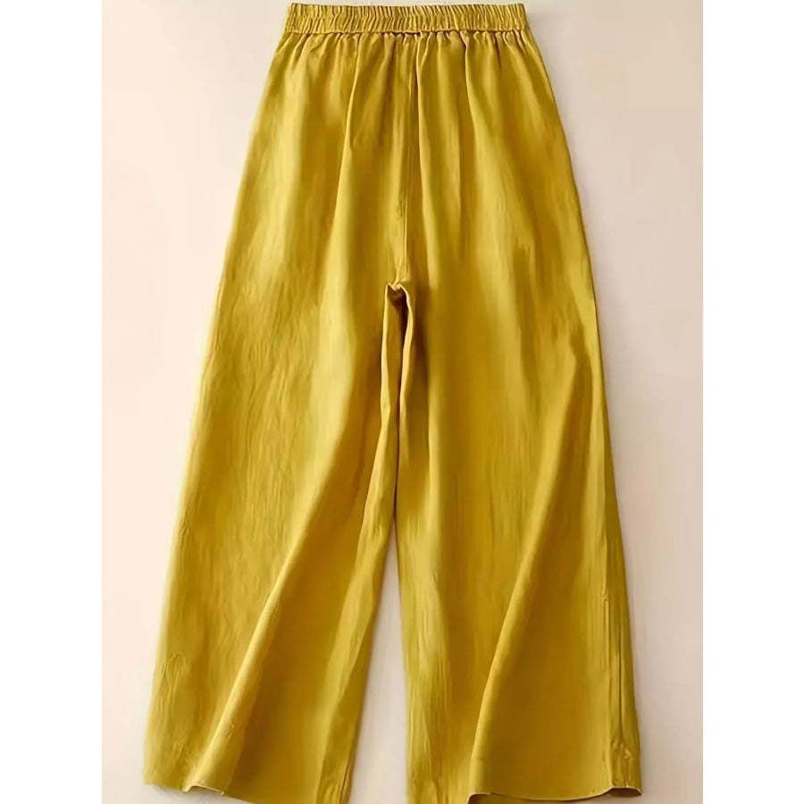 High-Waisted Wide-Leg Cropped Pants Apparel and Accessories