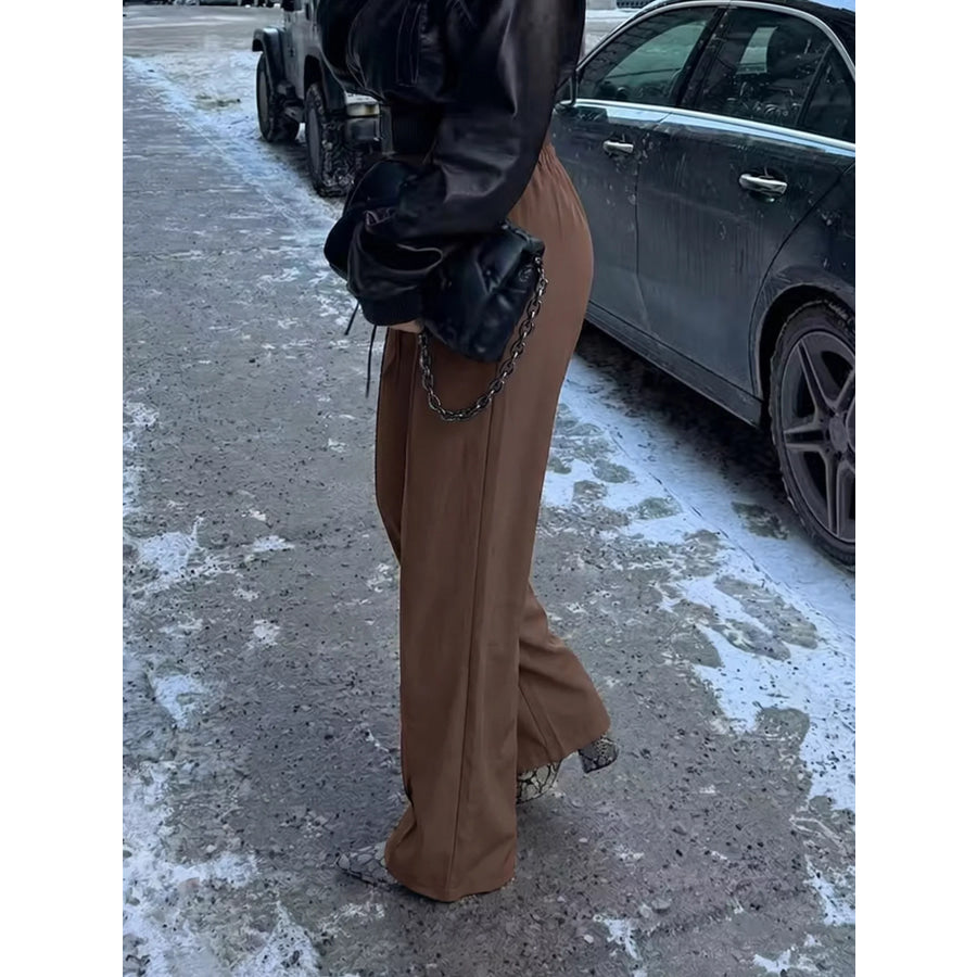 High-Waisted Wide-Leg Drawstring Pants Apparel and Accessories