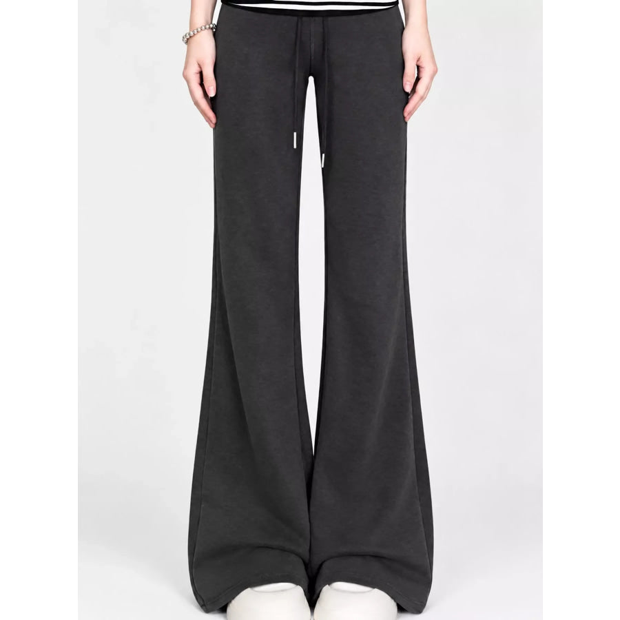 High-Waisted Wide-Leg Flare Pants Black-Fleece-lined Tall / S Apparel and Accessories