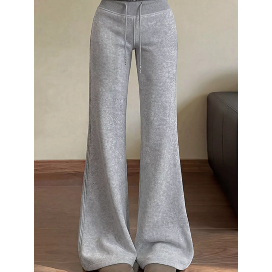 High-Waisted Wide-Leg Flare Pants Light Gray-Fleece-lined Tall / S Apparel and Accessories