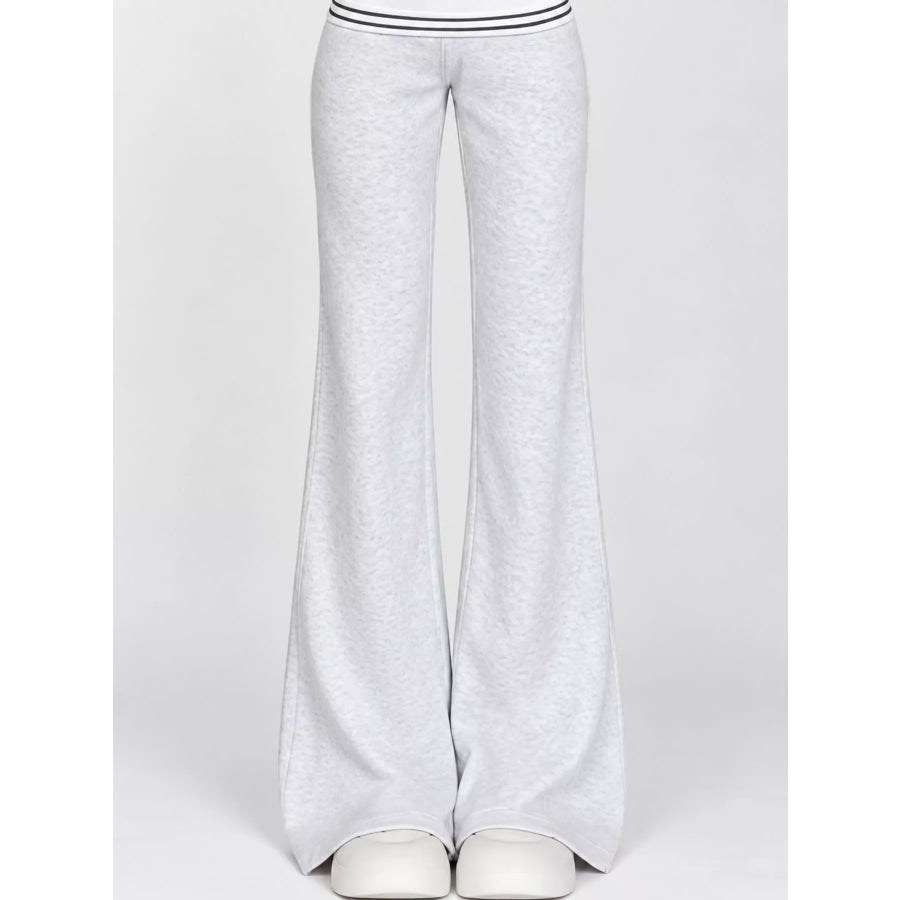 High-Waisted Wide-Leg Flare Pants White Gray-Fleece-lined Tall / S Apparel and Accessories