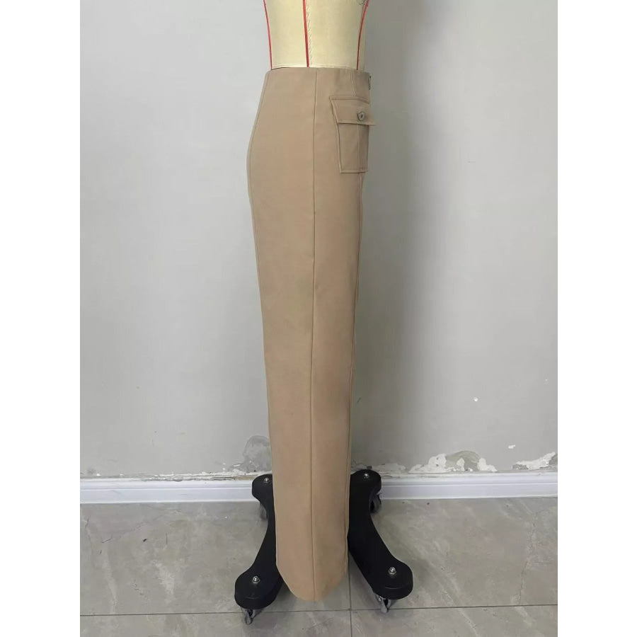 High-Waisted Wide-Leg Front Zip Pants Apparel and Accessories