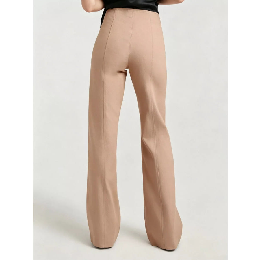 High-Waisted Wide-Leg Front Zip Pants Apparel and Accessories
