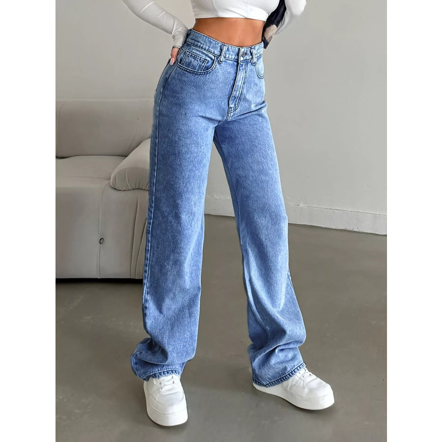 High-Waisted Wide Leg Jeans Apparel and Accessories