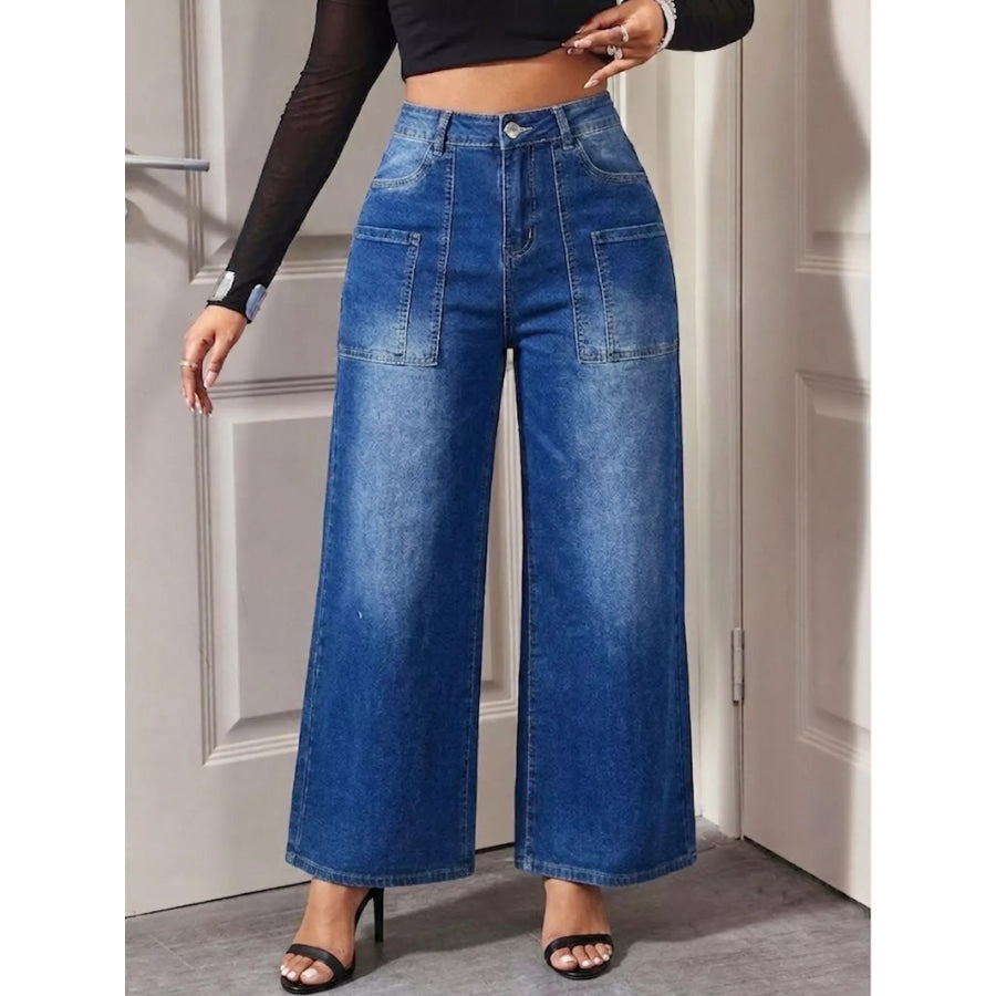 High-Waisted Wide Leg Jeans Apparel and Accessories