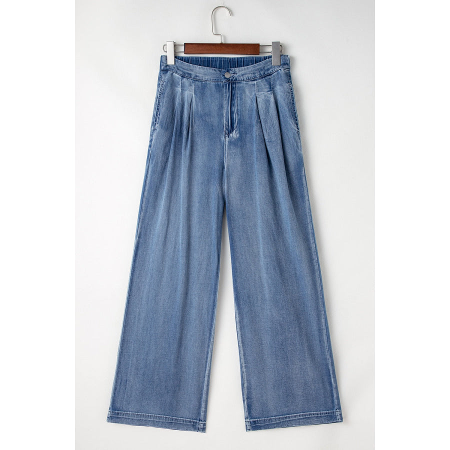 High-Waisted Wide-Leg Jeans Apparel and Accessories