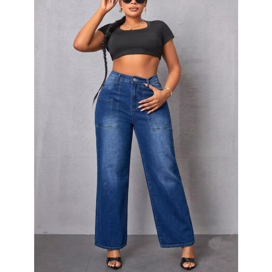 High-Waisted Wide Leg Jeans Apparel and Accessories