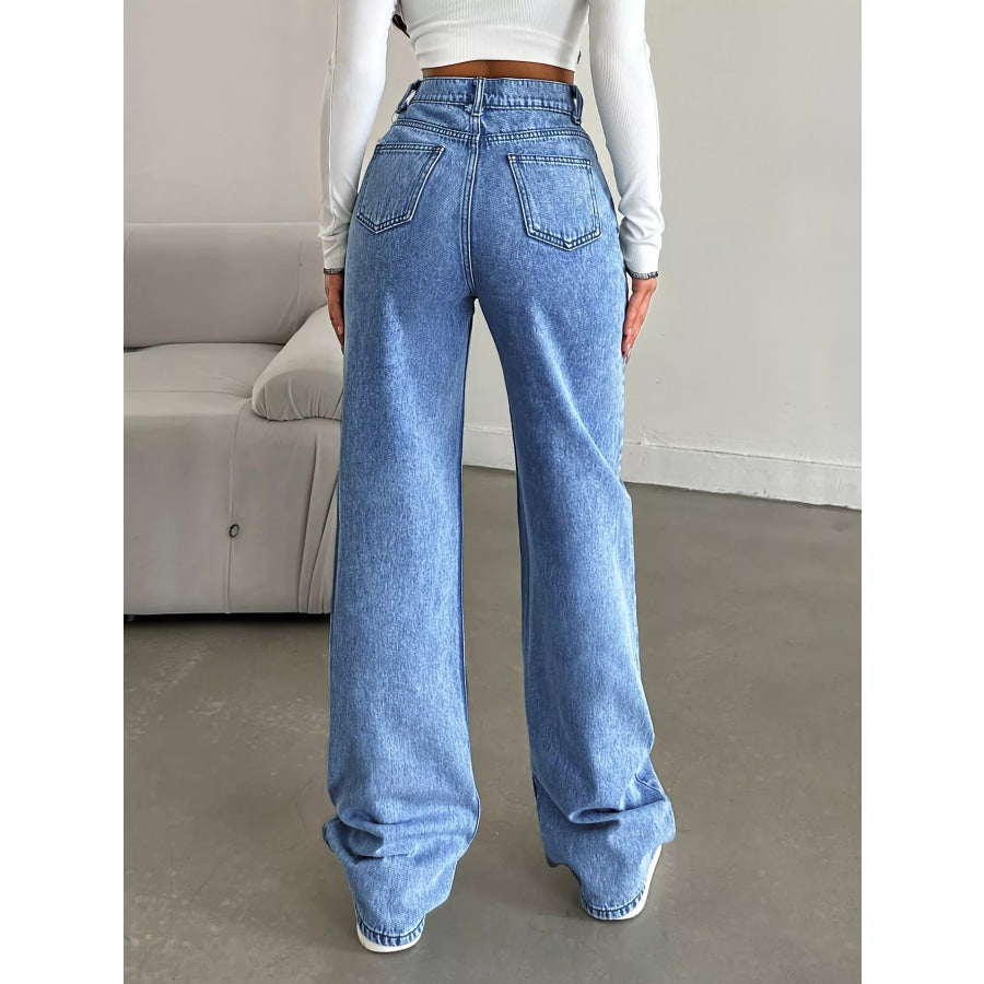 High-Waisted Wide Leg Jeans Apparel and Accessories