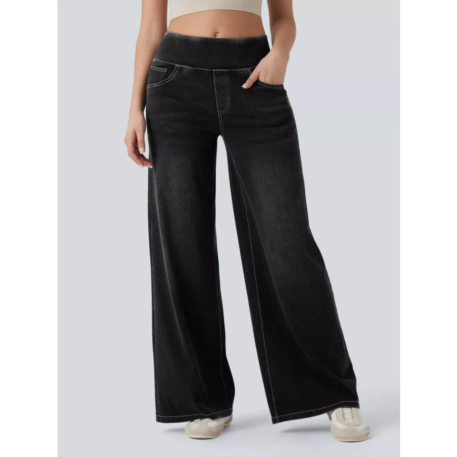 High-Waisted Wide Leg Jeans Apparel and Accessories