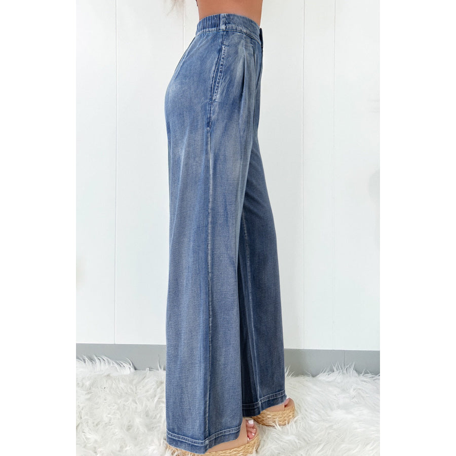 High-Waisted Wide-Leg Jeans Apparel and Accessories