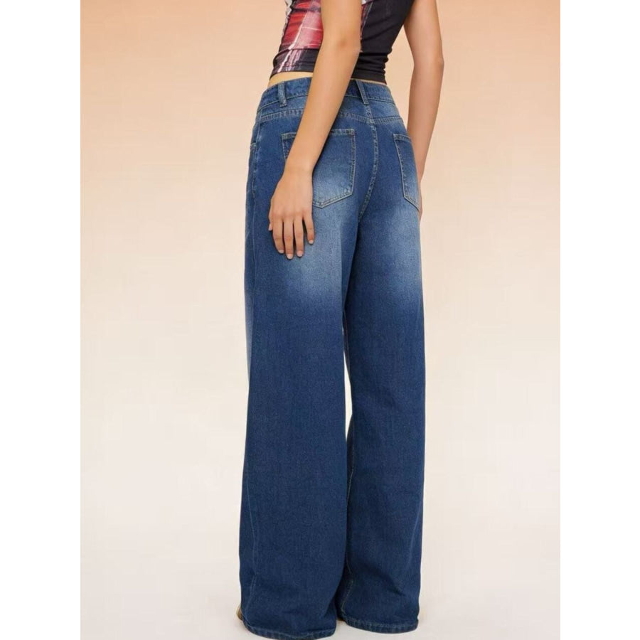 High-Waisted Wide Leg Jeans Apparel and Accessories