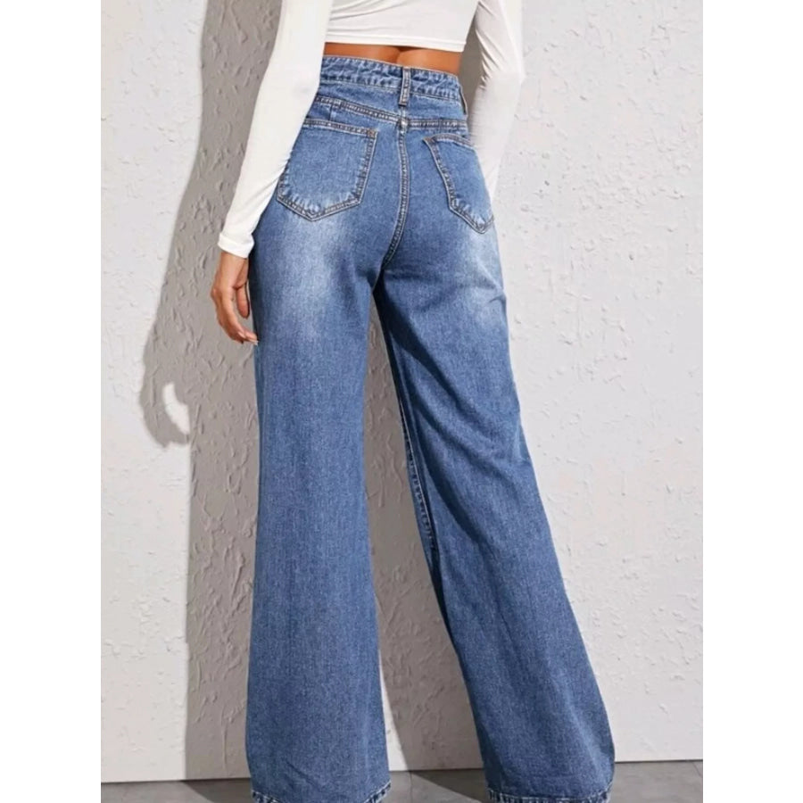 High-Waisted Wide Leg Jeans Apparel and Accessories