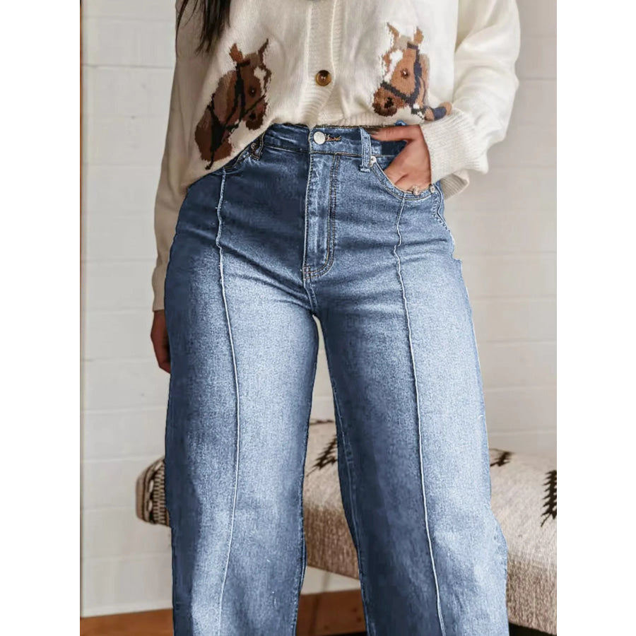 High-Waisted Wide Leg Jeans Apparel and Accessories