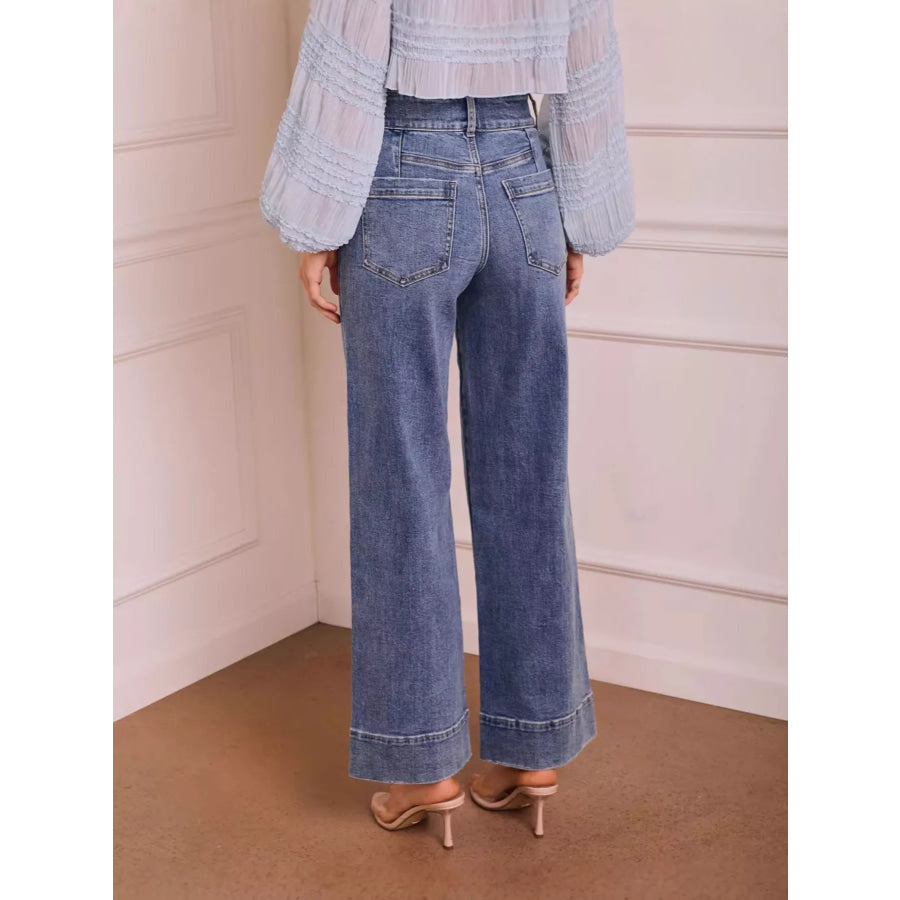 High-Waisted Wide-Leg Jeans Apparel and Accessories