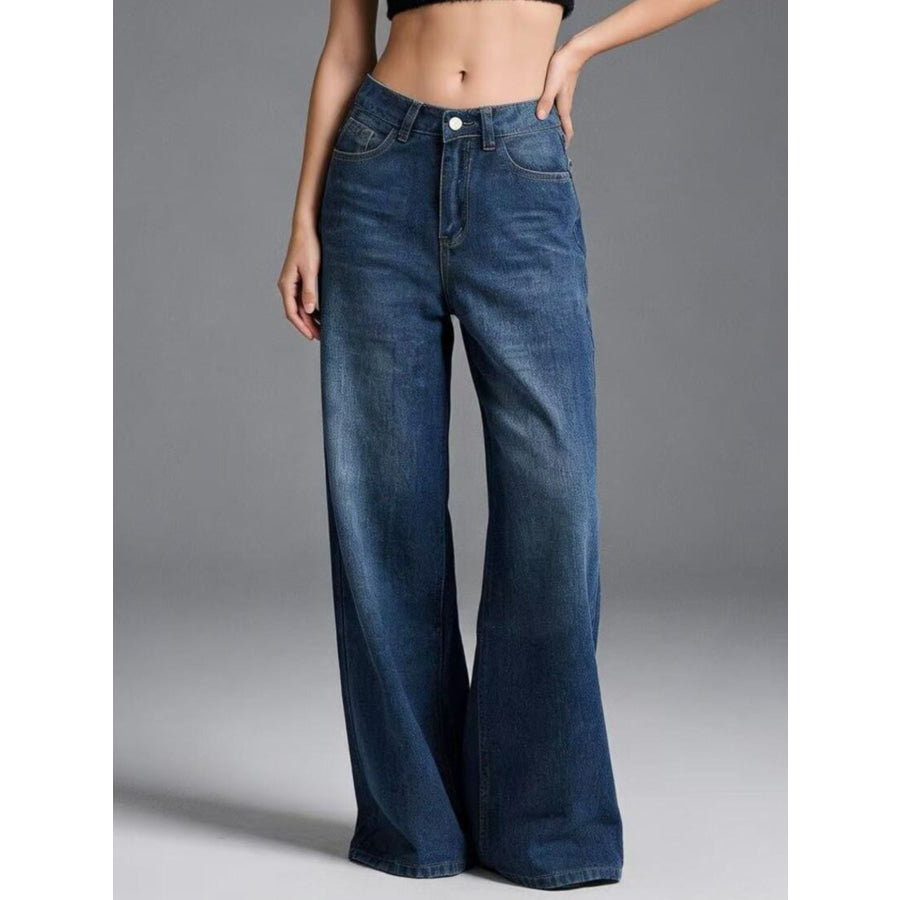 High-Waisted Wide Leg Jeans Apparel and Accessories