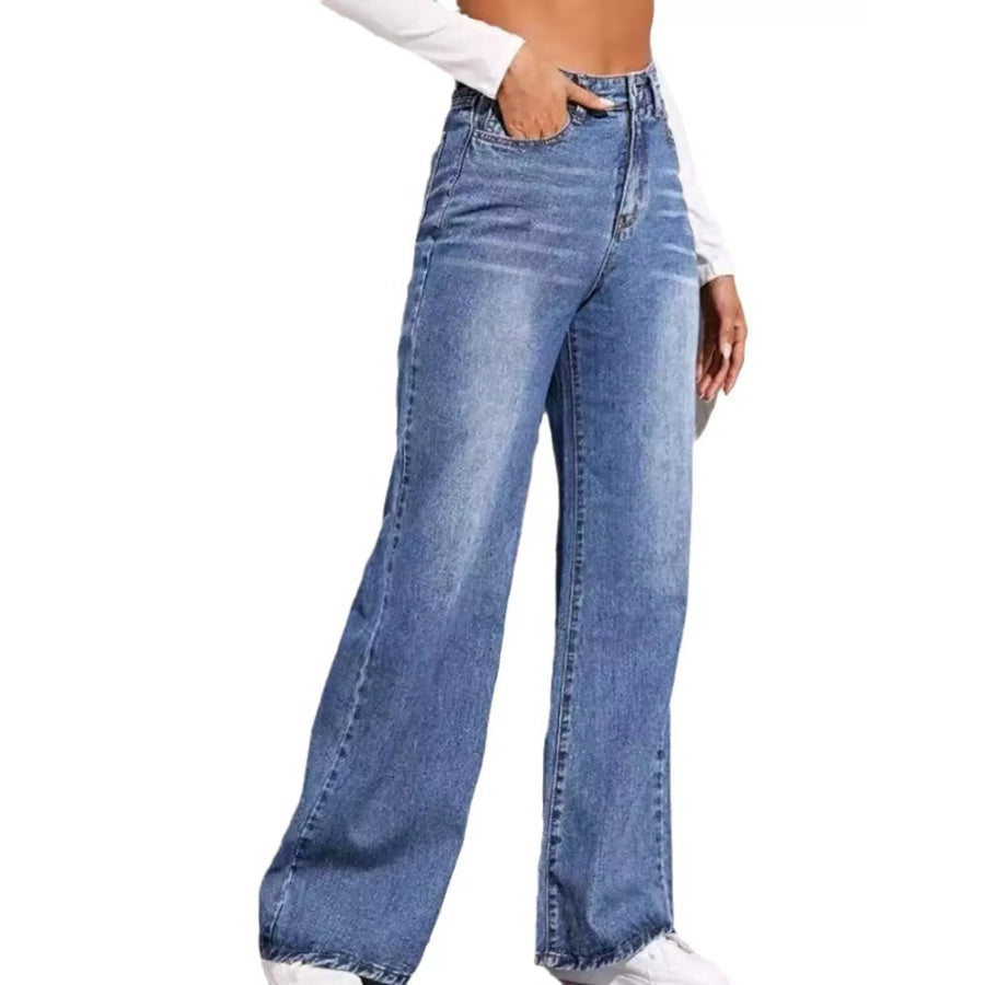 High-Waisted Wide Leg Jeans Apparel and Accessories