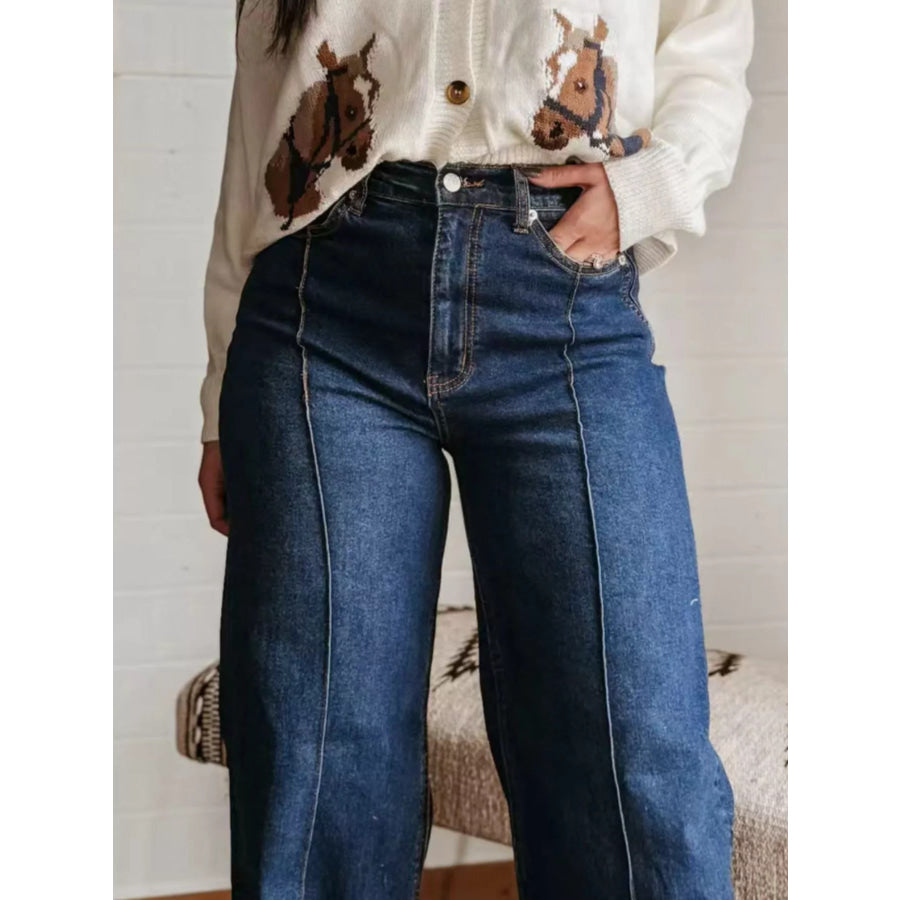 High-Waisted Wide Leg Jeans Apparel and Accessories