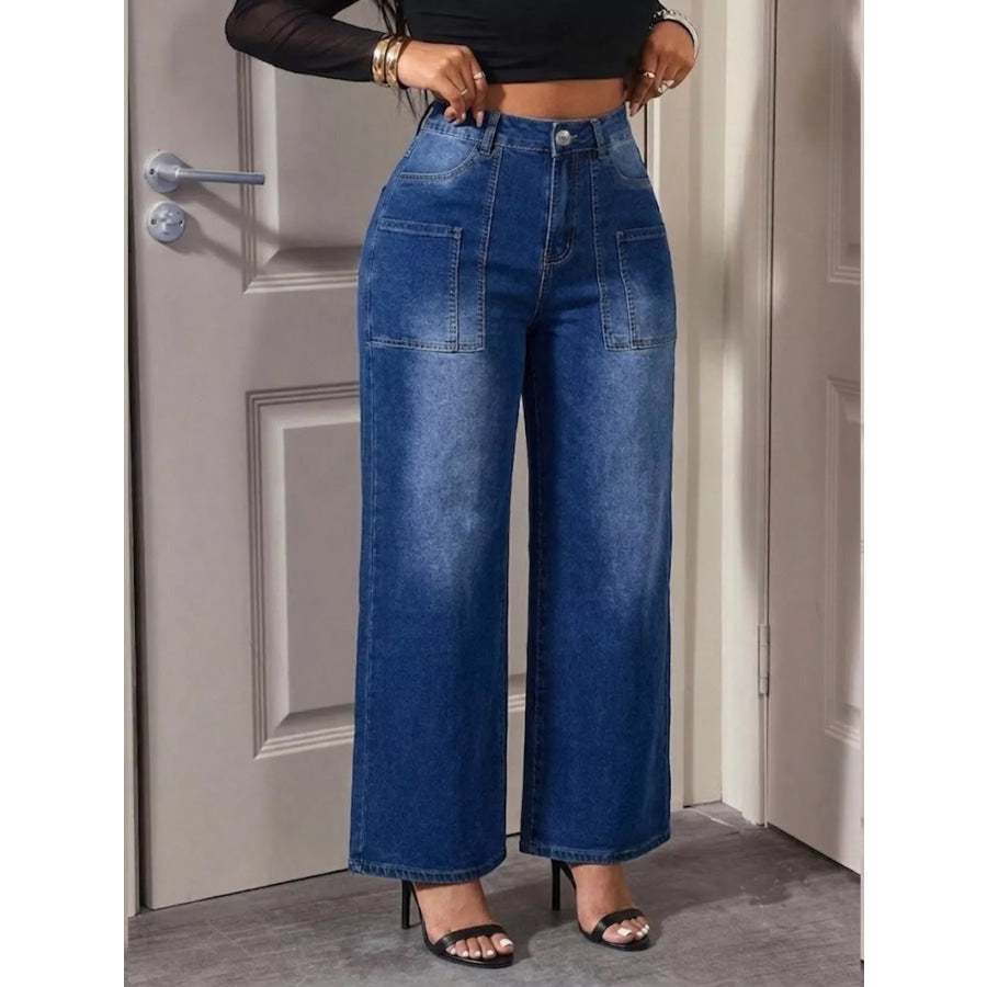 High-Waisted Wide Leg Jeans Apparel and Accessories