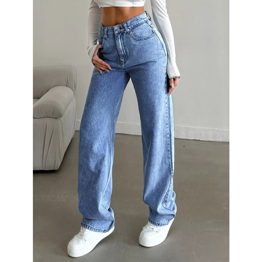 High-Waisted Wide Leg Jeans Apparel and Accessories