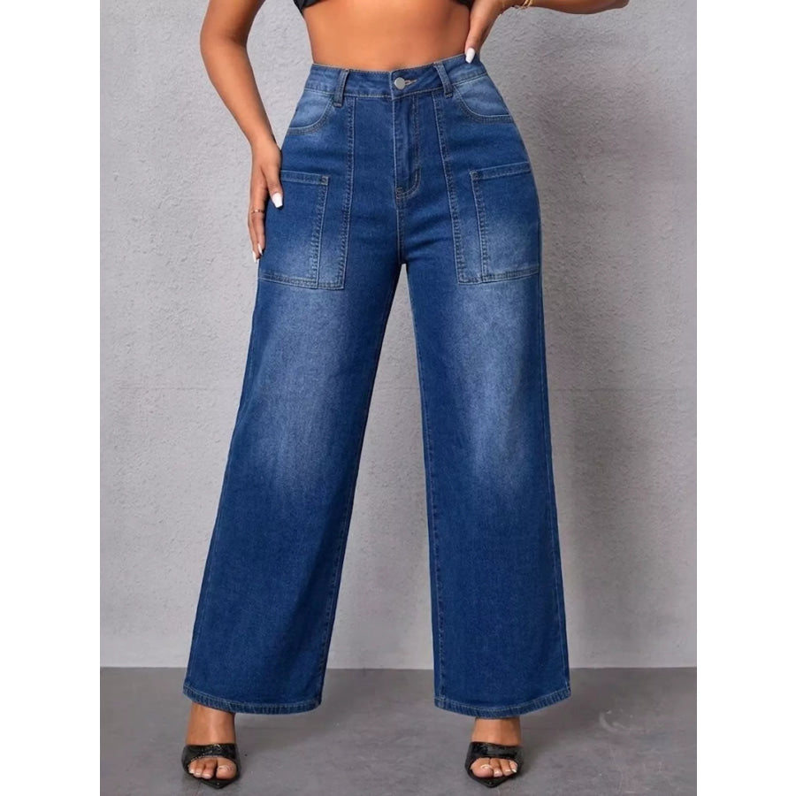 High-Waisted Wide Leg Jeans Apparel and Accessories