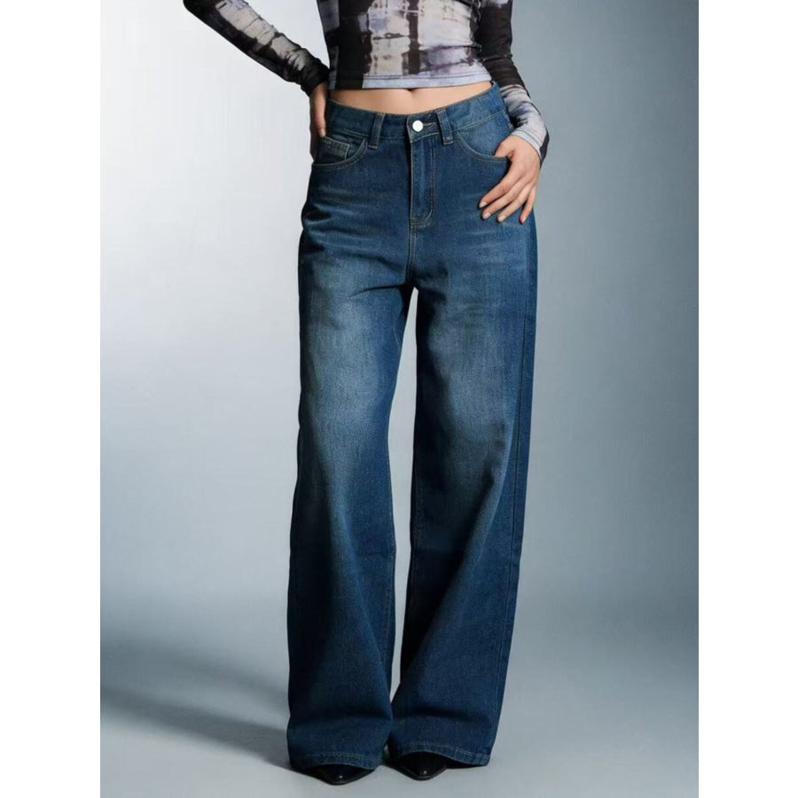 High-Waisted Wide Leg Jeans Apparel and Accessories