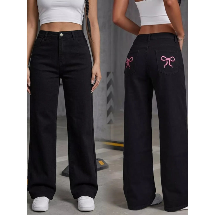 High-Waisted Wide-Leg Jeans Apparel and Accessories