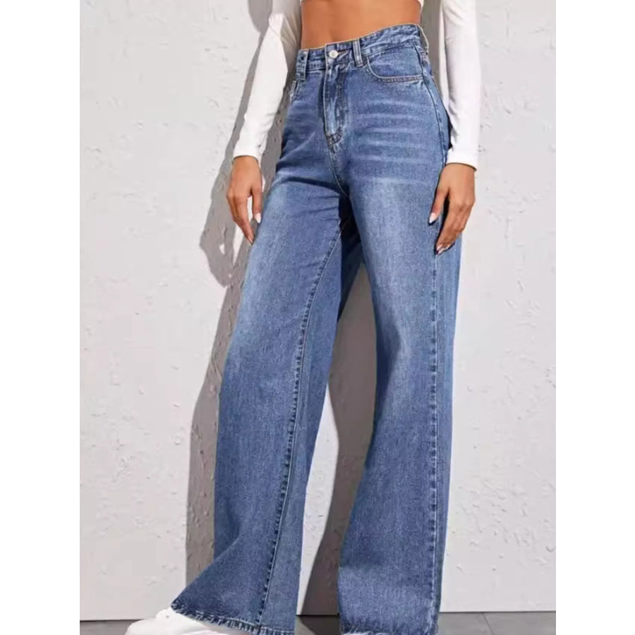 High-Waisted Wide Leg Jeans Apparel and Accessories