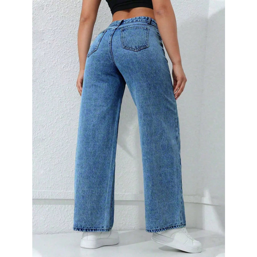 High-Waisted Wide-Leg Jeans Apparel and Accessories