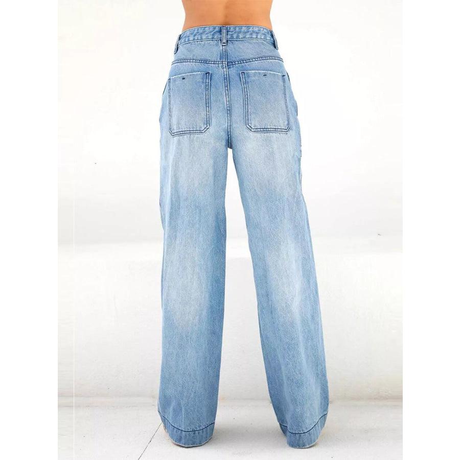 High-Waisted Wide-Leg Jeans Dark Blue / XS Apparel and Accessories
