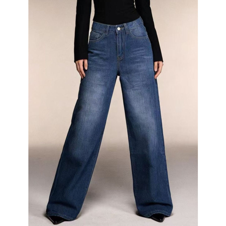 High-Waisted Wide Leg Jeans Apparel and Accessories
