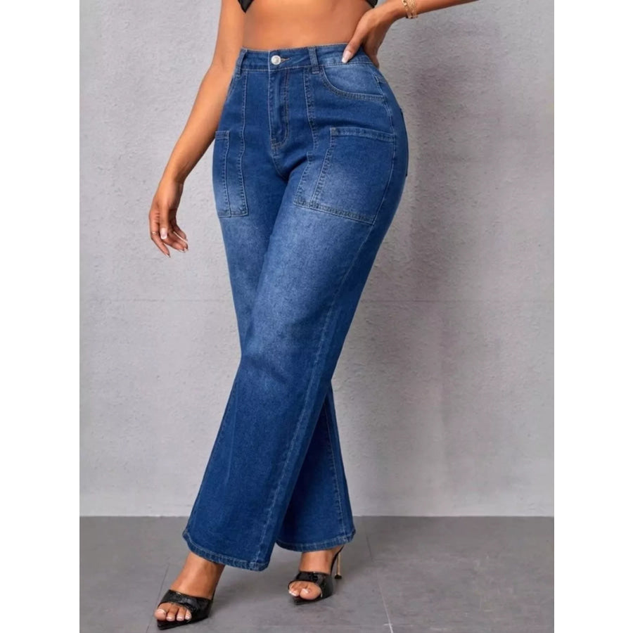 High-Waisted Wide Leg Jeans Apparel and Accessories