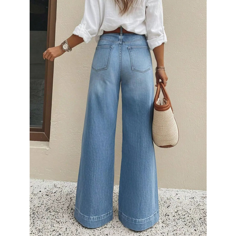 High-Waisted Wide Leg Jeans Apparel and Accessories