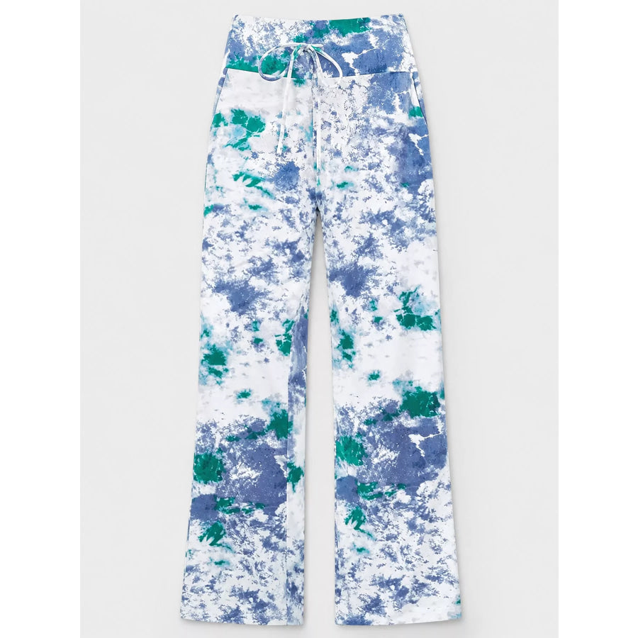 High-Waisted Wide-Leg Lounge Bottoms with Pockets Apparel and Accessories
