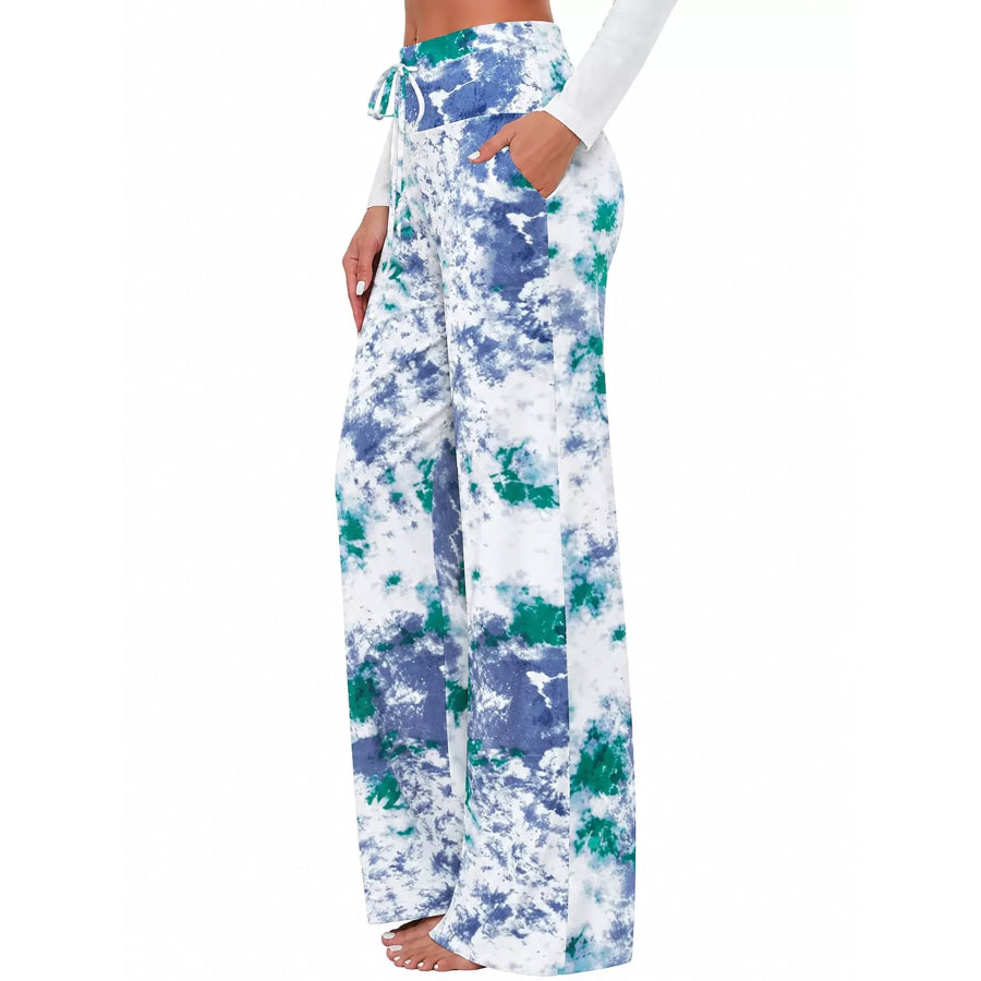 High-Waisted Wide-Leg Lounge Bottoms with Pockets Apparel and Accessories