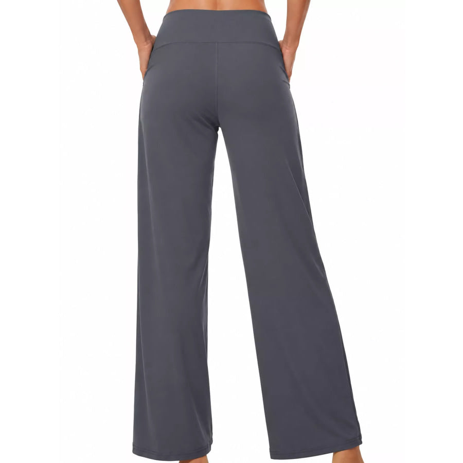 High-Waisted Wide-Leg Lounge Bottoms with Pockets Apparel and Accessories