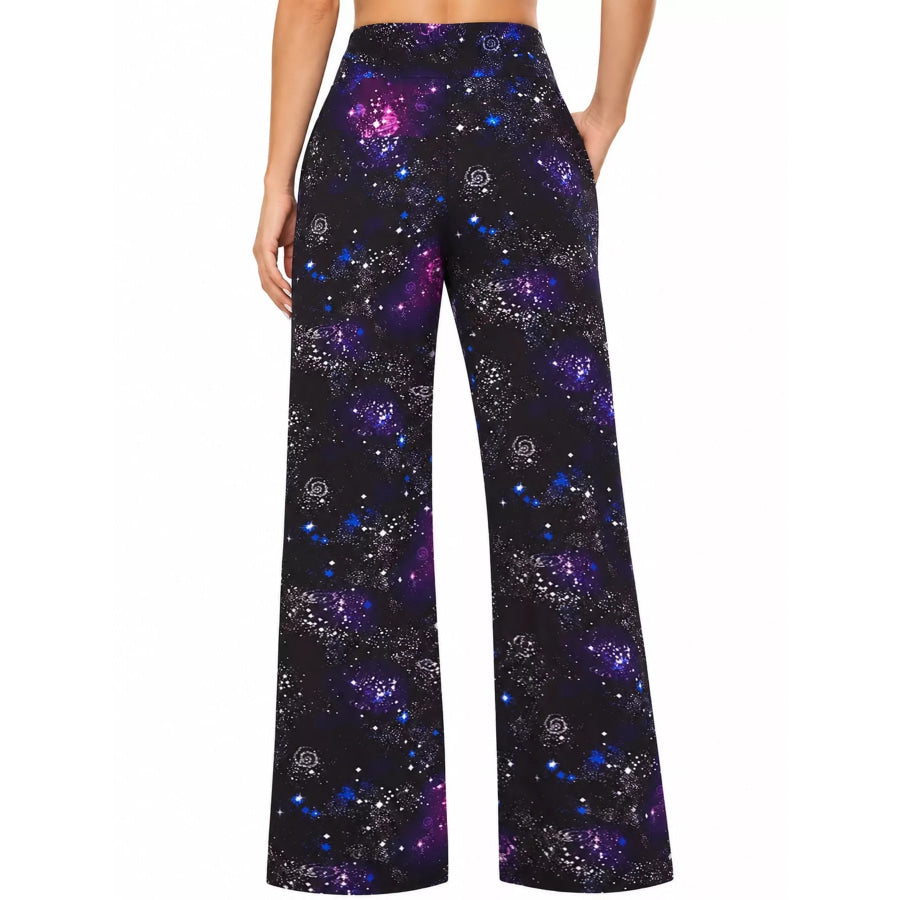 High-Waisted Wide-Leg Lounge Bottoms with Pockets Apparel and Accessories