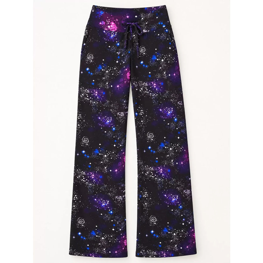 High-Waisted Wide-Leg Lounge Bottoms with Pockets Apparel and Accessories