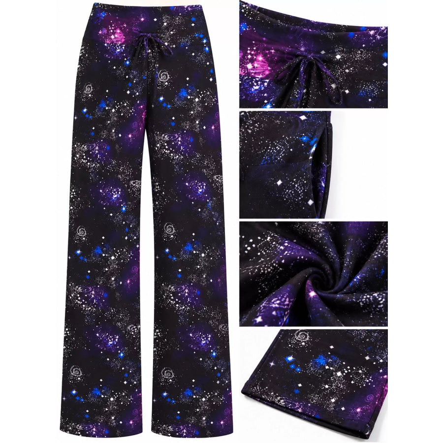 High-Waisted Wide-Leg Lounge Bottoms with Pockets Apparel and Accessories