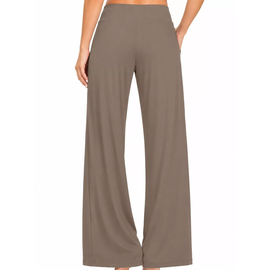 High-Waisted Wide-Leg Lounge Bottoms with Pockets Apparel and Accessories